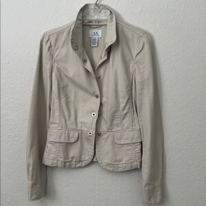 Armani Exchange Light Beige Button-Up Jacket in Size M